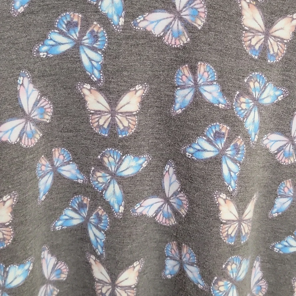 Art Class Girls Butterfly Print Hoodie Sweatshirt Grey Long Sleeve XL 14/16